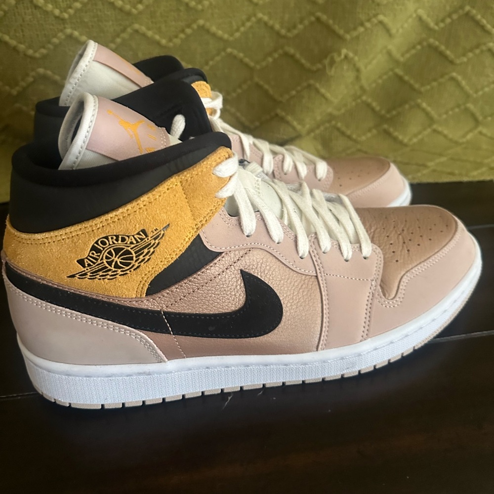 Jordan Women's Sneakers - Tan, Black, and Gold